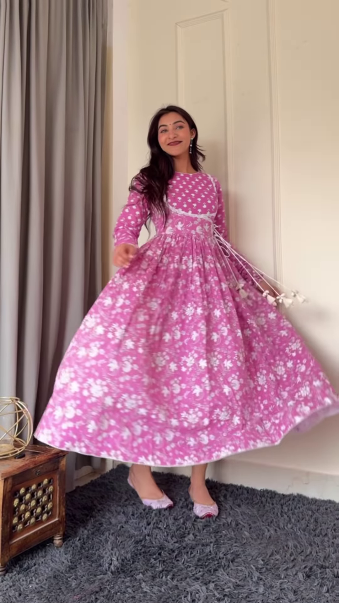 Elegant Green Floral Anarkali Dress – Timeless Ethnic Charm - Image 3