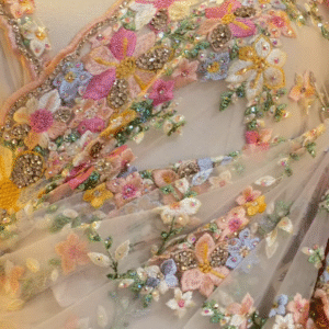 Hand-Embroidered Floral Net Saree – 5 Dreamy Shades