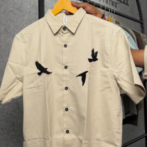 Casual Cotton Shirt – Unique Bird Embroidery