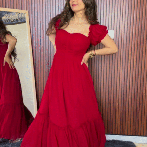 Scarlet Ruffle Maxi Dress – A Statement of Elegance
