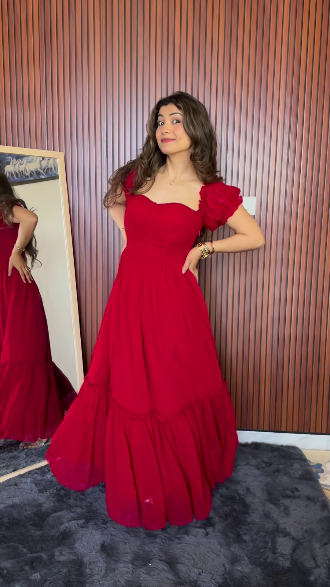 Scarlet Ruffle Maxi Dress – A Statement of Elegance