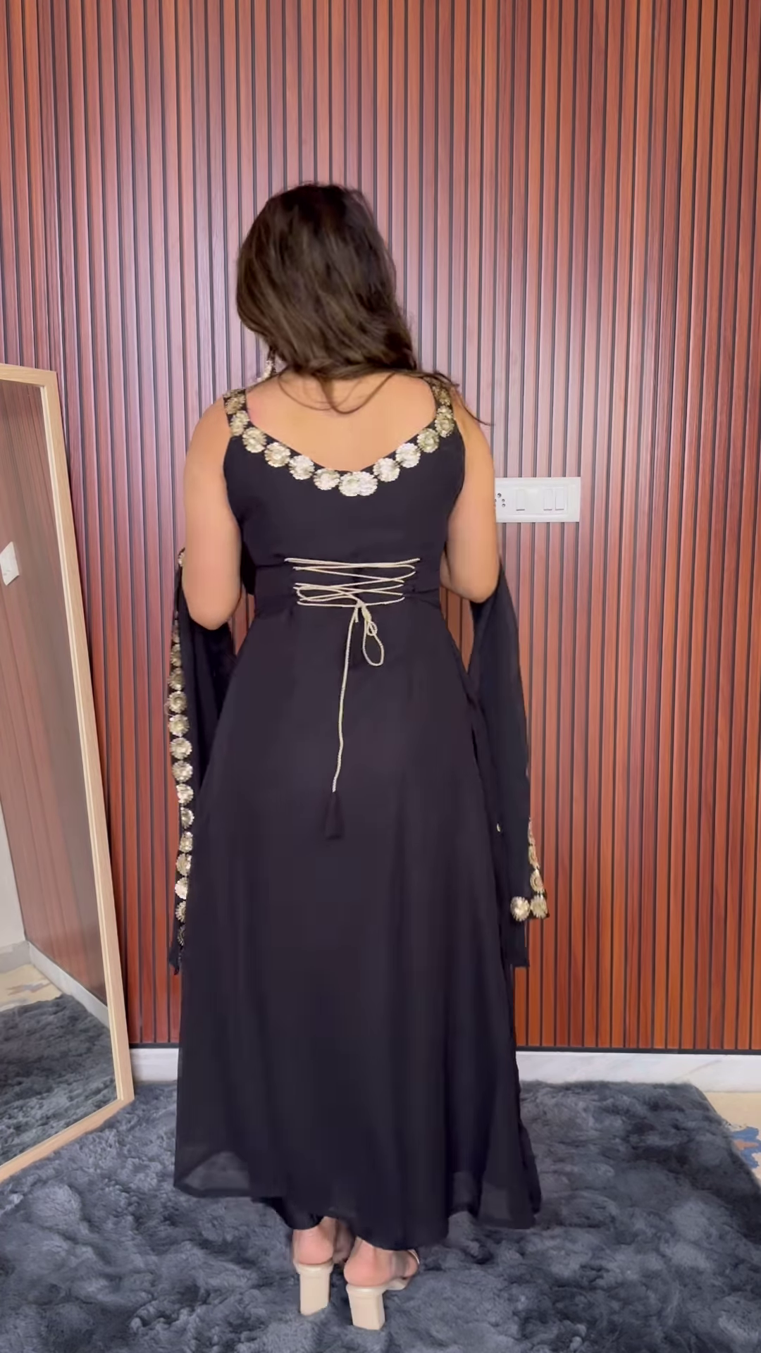 Midnight Elegance Black Anarkali Set – Timeless Grace - Image 2