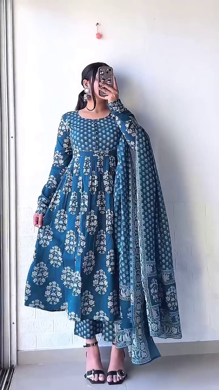 Elegant Maroon Printed Anarkali Set with Dupatta – Timeless Ethnic Grace - Image 5