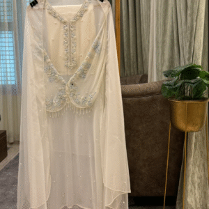 Premium Chiffon Handwork Suit with Bottom and Organza Dupatta