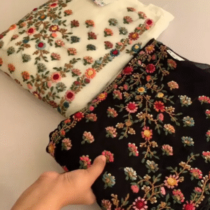 Lace & Elegance: Black, White & Red Cotton Kurti Designs with Lace Accents – A Stylish Blend of Timeless Charm and Modern Sophistication