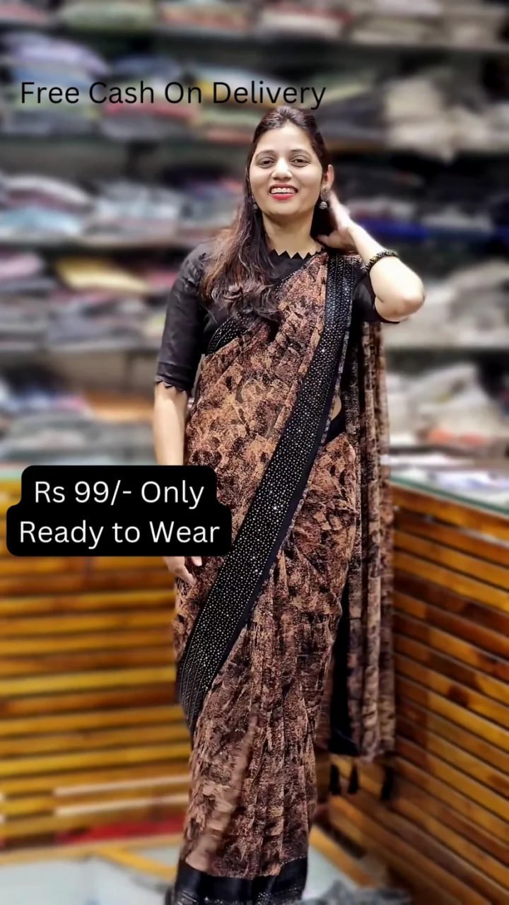 Embellished Sequinned Net Saree And Matching Blouse - Image 3