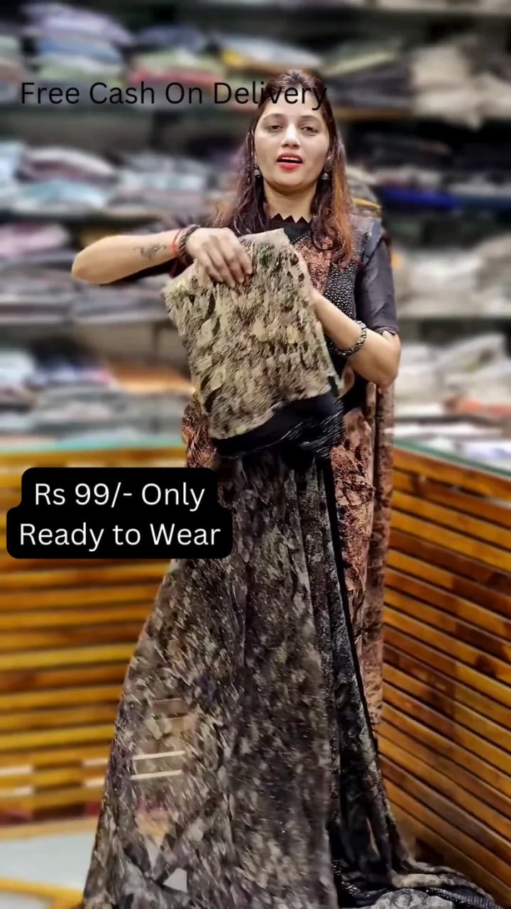 Embellished Sequinned Net Saree And Matching Blouse - Image 5