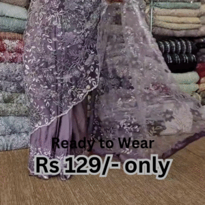Elegant Purple Net Saree with Intricate Design