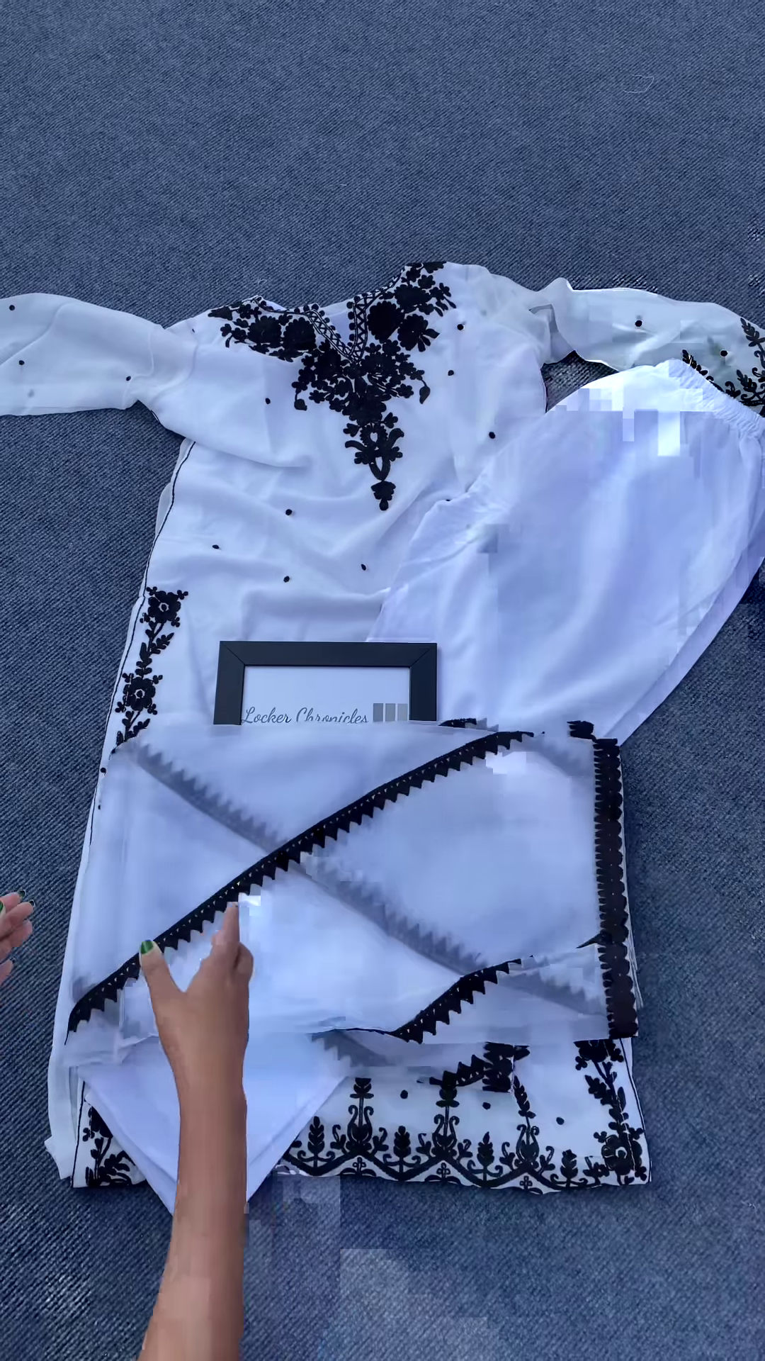 White Heavy Black Embroidered Cotton Short Anarkali Suit Set – A Statement of Grace & Elegance - Image 5