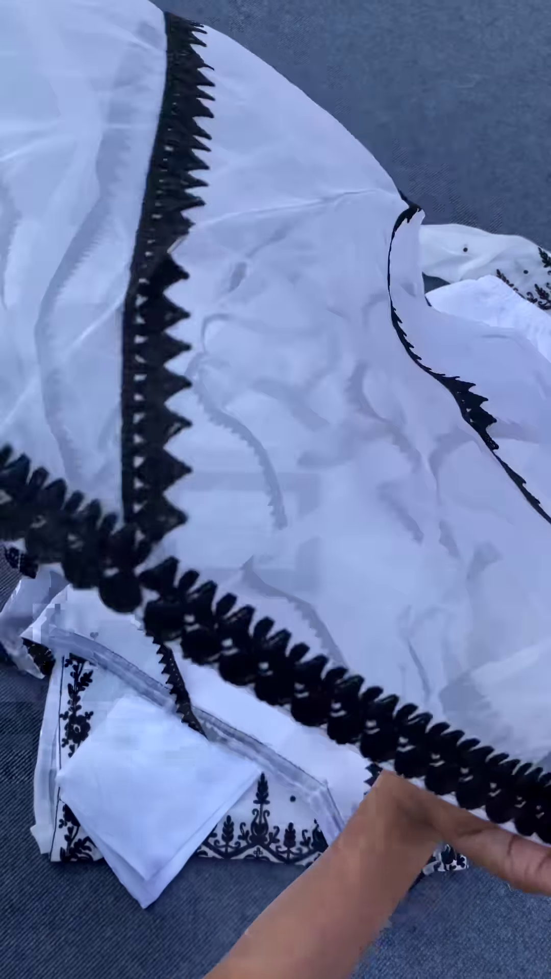 White Heavy Black Embroidered Cotton Short Anarkali Suit Set – A Statement of Grace & Elegance - Image 3