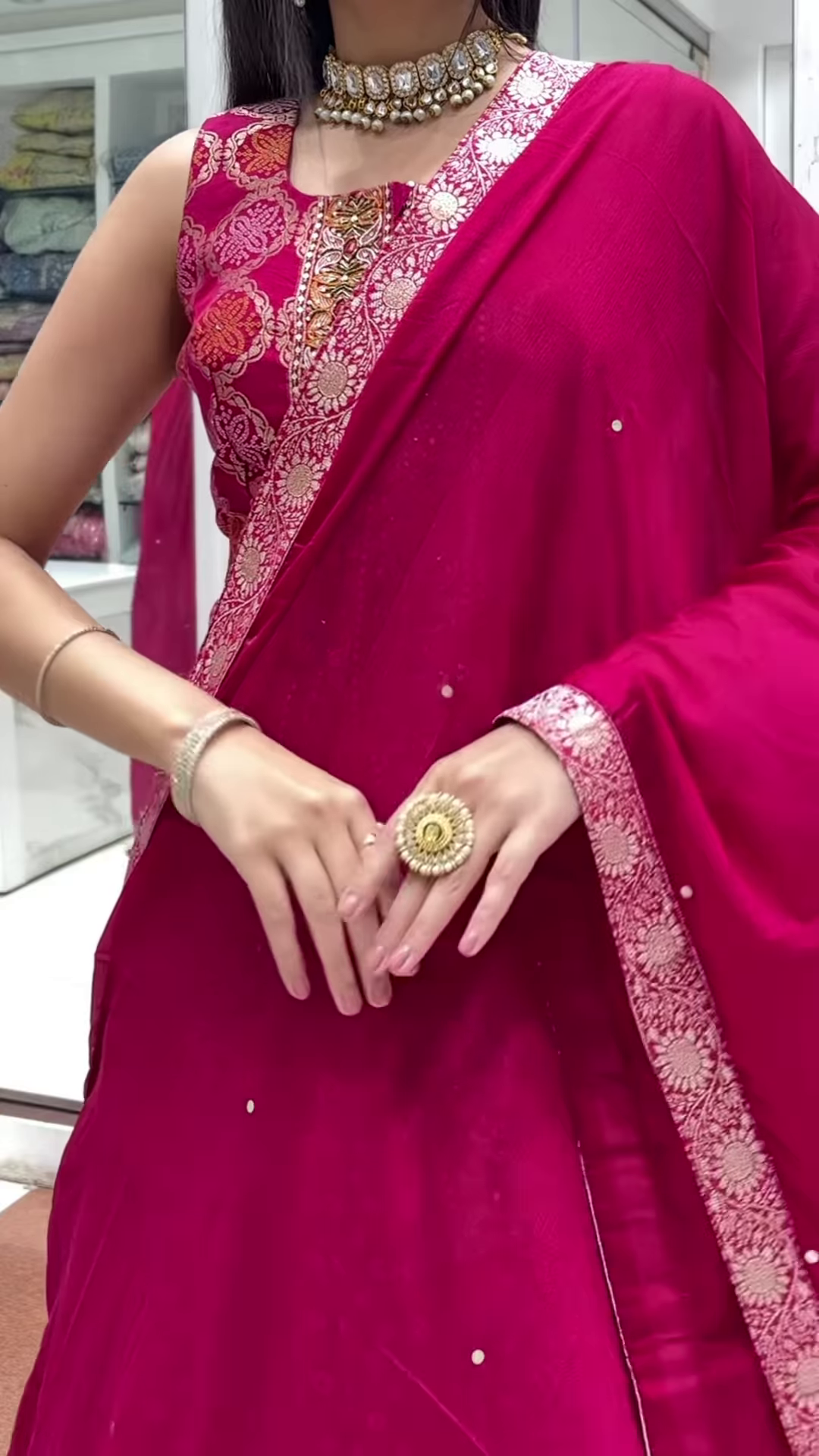 Elegant Pink Bandhani Lehenga with Embroidered Jacket - Image 2